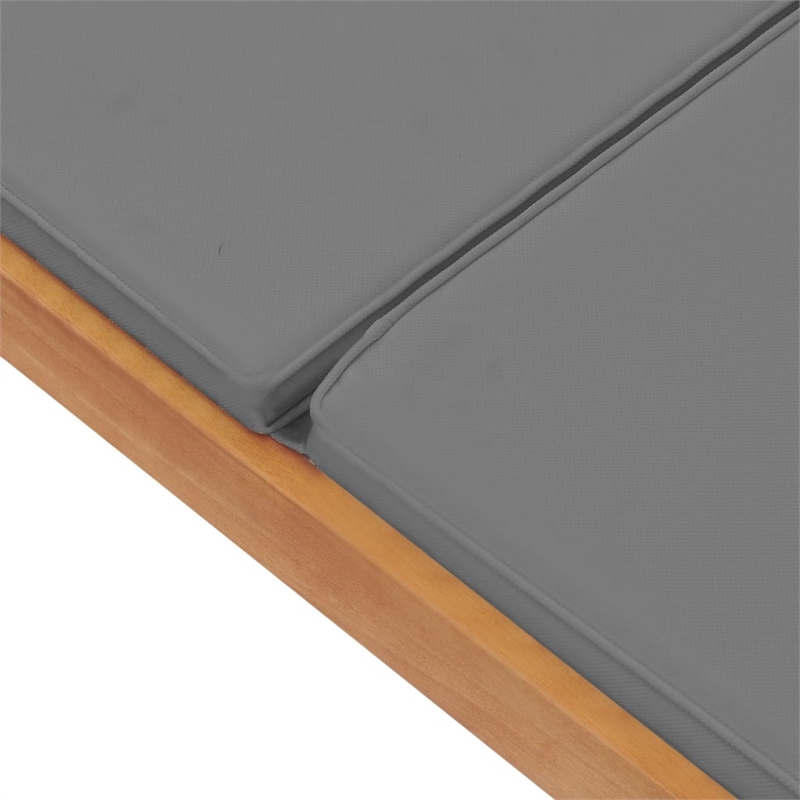 vidaXL Solid Teak Wood Sun Lounger with Cushion in Dark Grey