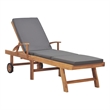 vidaXL Solid Teak Wood Sun Lounger with Cushion in Dark Grey