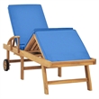 vidaXL Solid Teak Wood Sun Lounger with Cushion in Blue