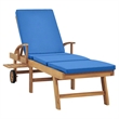 vidaXL Solid Teak Wood Sun Lounger with Cushion in Blue