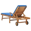 vidaXL Solid Teak Wood Sun Lounger with Cushion in Blue