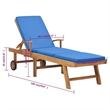 vidaXL Solid Teak Wood Sun Lounger with Cushion in Blue