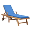 vidaXL Solid Teak Wood Sun Lounger with Cushion in Blue