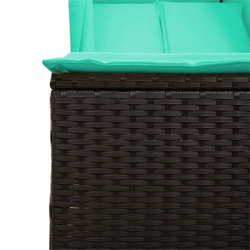 vidaXL Poly Rattan Double Sun Lounger with Roof and Curtains in Black