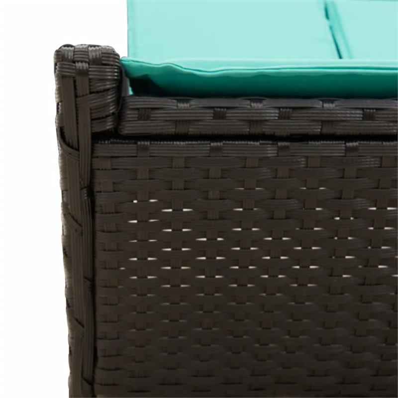 vidaXL Poly Rattan Double Sun Lounger with Cushions in Black