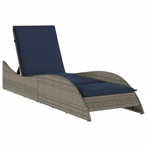 vidaXL Poly Rattan Sun Lounger w/ Cushion in Grey