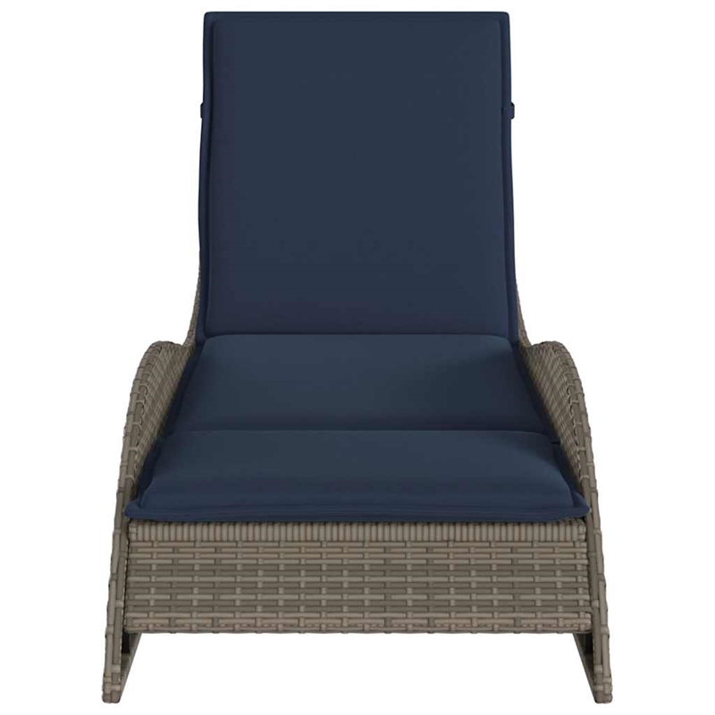 vidaXL Poly Rattan Sun Lounger w/ Cushion in Grey