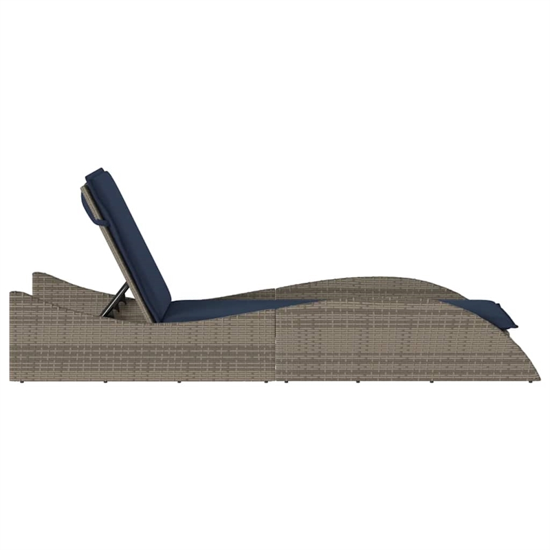 vidaXL Poly Rattan Sun Lounger w/ Cushion in Grey