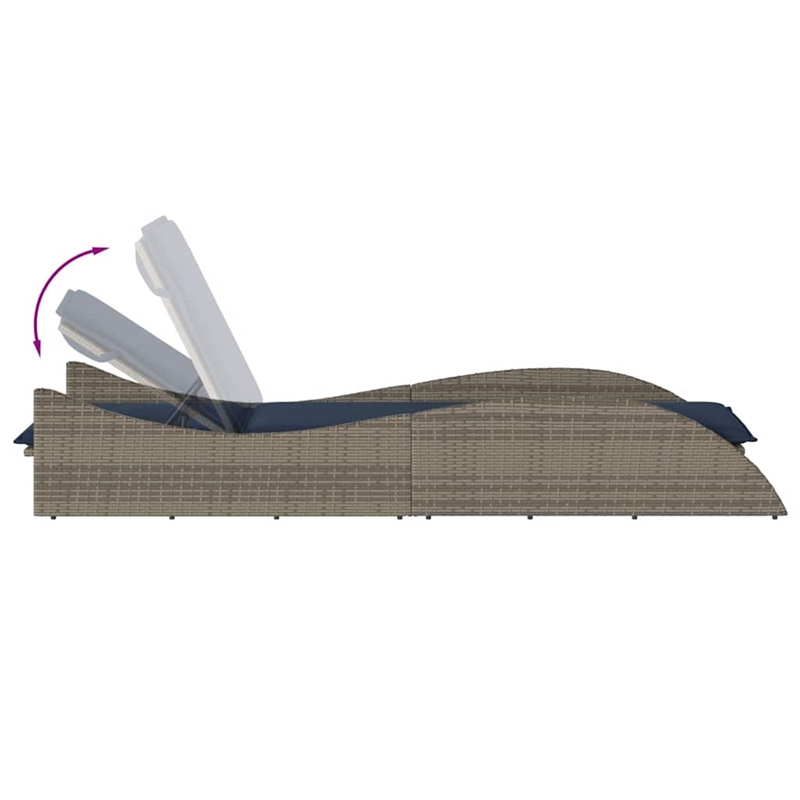 vidaXL Poly Rattan Sun Lounger w/ Cushion in Grey