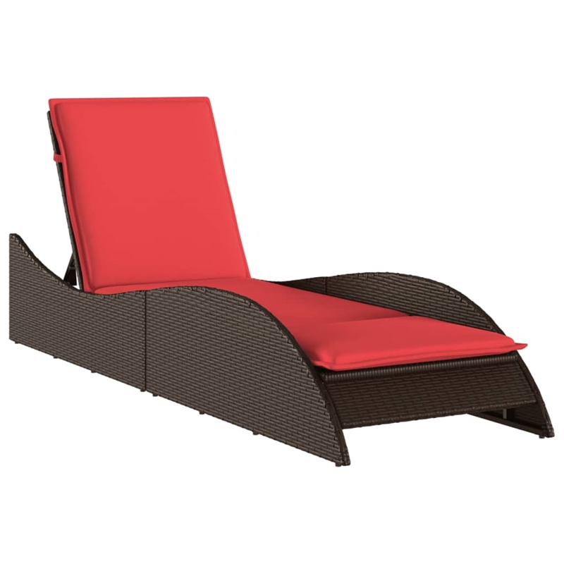 vidaXL Poly Rattan Sun Lounger w/ Cushion in Brown