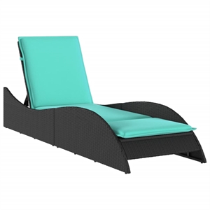vidaXL Poly Rattan Sun Lounger w/ Cushion in Black