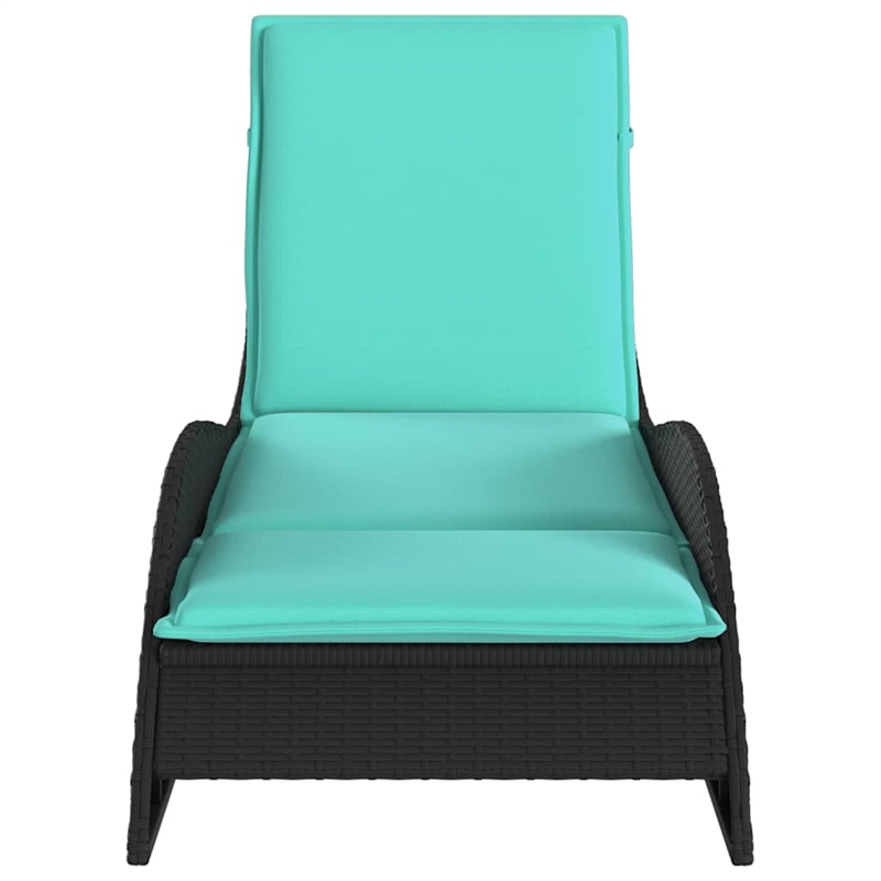 vidaXL Poly Rattan Sun Lounger w/ Cushion in Black