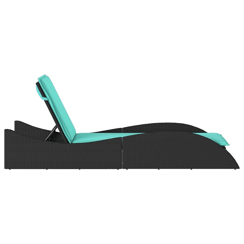 vidaXL Poly Rattan Sun Lounger w/ Cushion in Black