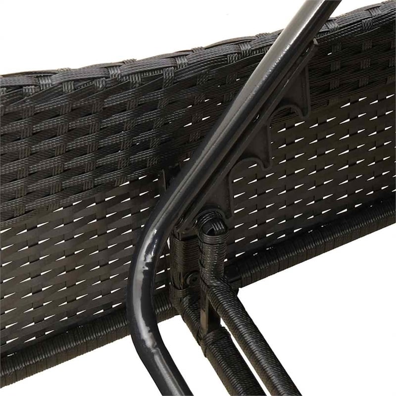 vidaXL Poly Rattan Sun Lounger w/ Cushion in Black