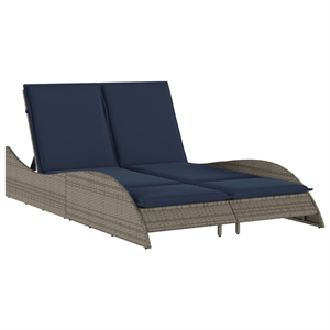 vidaXL Poly Rattan Sun Lounger w/ Cushions in Grey
