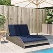 vidaXL Poly Rattan Sun Lounger w/ Cushions in Grey