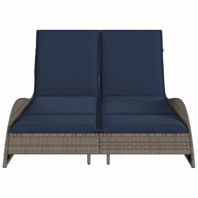 vidaXL Poly Rattan Sun Lounger w/ Cushions in Grey