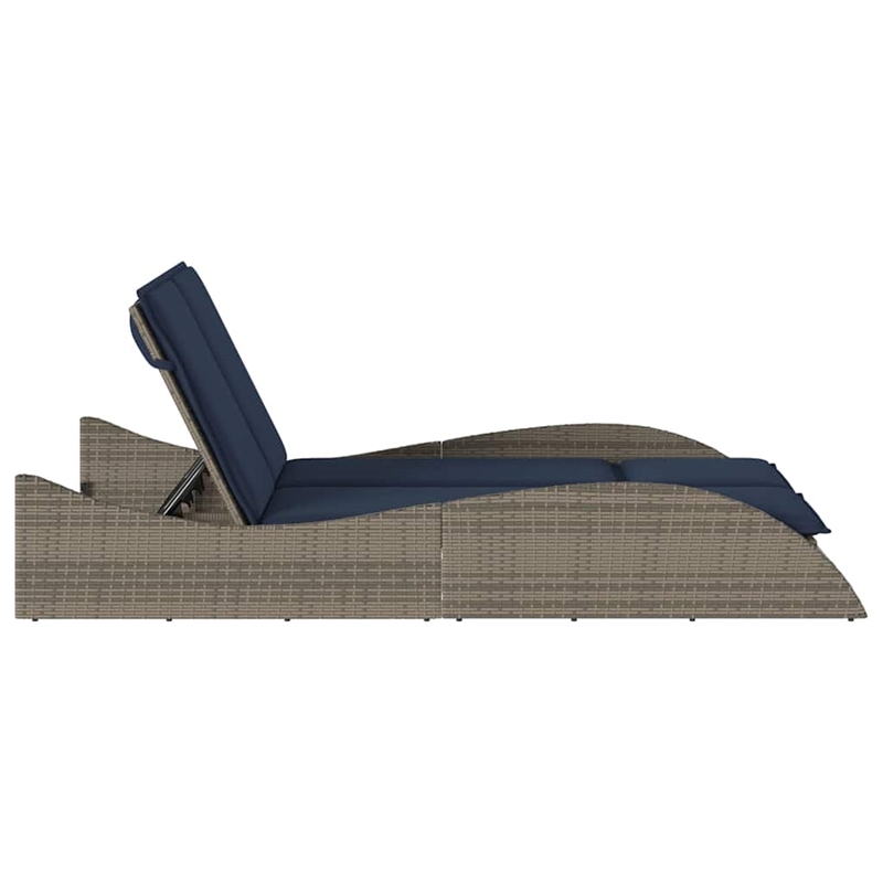 vidaXL Poly Rattan Sun Lounger w/ Cushions in Grey