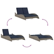 vidaXL Poly Rattan Sun Lounger w/ Cushions in Grey