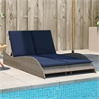 vidaXL Poly Rattan Sun Lounger w/ Cushions in Grey