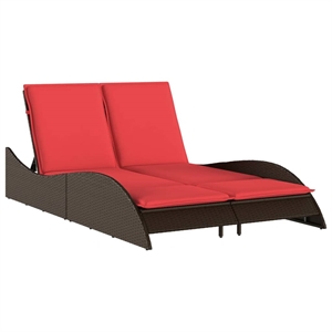 vidaXL Poly Rattan Sun Lounger w/ Cushions in Brown