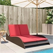 vidaXL Poly Rattan Sun Lounger w/ Cushions in Brown