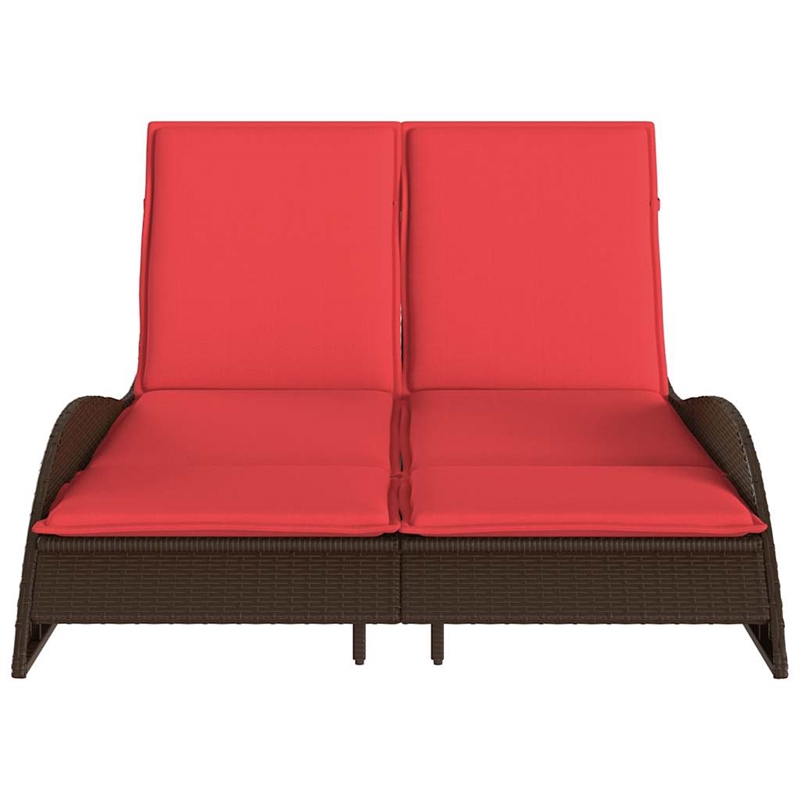 vidaXL Poly Rattan Sun Lounger w/ Cushions in Brown