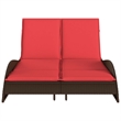 vidaXL Poly Rattan Sun Lounger w/ Cushions in Brown