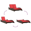 vidaXL Poly Rattan Sun Lounger w/ Cushions in Brown