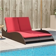 vidaXL Poly Rattan Sun Lounger w/ Cushions in Brown