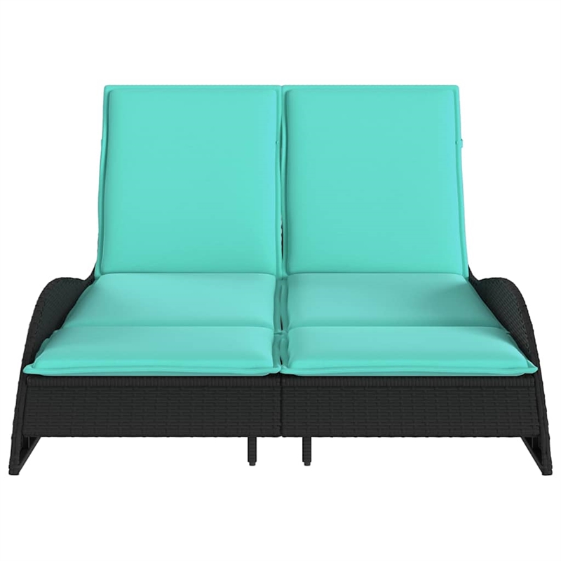 vidaXL Poly Rattan Sun Lounger w/ Cushions in Black