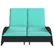 vidaXL Poly Rattan Sun Lounger w/ Cushions in Black