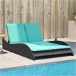 vidaXL Poly Rattan Sun Lounger w/ Cushions in Black