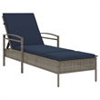vidaXL Poly Rattan Sun Lounger w/ Cushion in Grey
