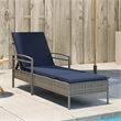 vidaXL Poly Rattan Sun Lounger w/ Cushion in Grey