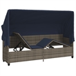 vidaXL Poly Rattan Sun Lounger w/ Canopy & Cushions in Gray