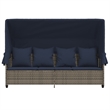 vidaXL Poly Rattan Sun Lounger w/ Canopy & Cushions in Gray