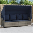 vidaXL Poly Rattan Sun Lounger w/ Canopy & Cushions in Gray