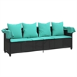 vidaXL Poly Rattan Sun Lounger w/ Canopy & Cushions in Black