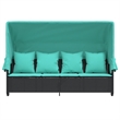 vidaXL Poly Rattan Sun Lounger w/ Canopy & Cushions in Black