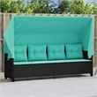 vidaXL Poly Rattan Sun Lounger w/ Canopy & Cushions in Black