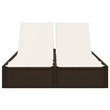 vidaXL Poly Rattan Double Sun Lounger w/ Cushions in Brown