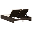 vidaXL Poly Rattan Double Sun Lounger w/ Cushions in Brown