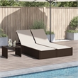 vidaXL Poly Rattan Double Sun Lounger w/ Cushions in Brown