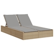 vidaXL Poly Rattan Double Sun Lounger w/ Cushions in Beige