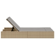 vidaXL Poly Rattan Double Sun Lounger w/ Cushions in Beige