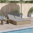 vidaXL Poly Rattan Double Sun Lounger w/ Cushions in Beige