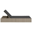 vidaXL Poly Rattan Double Sun Lounger w/ Cushions in Light Grey
