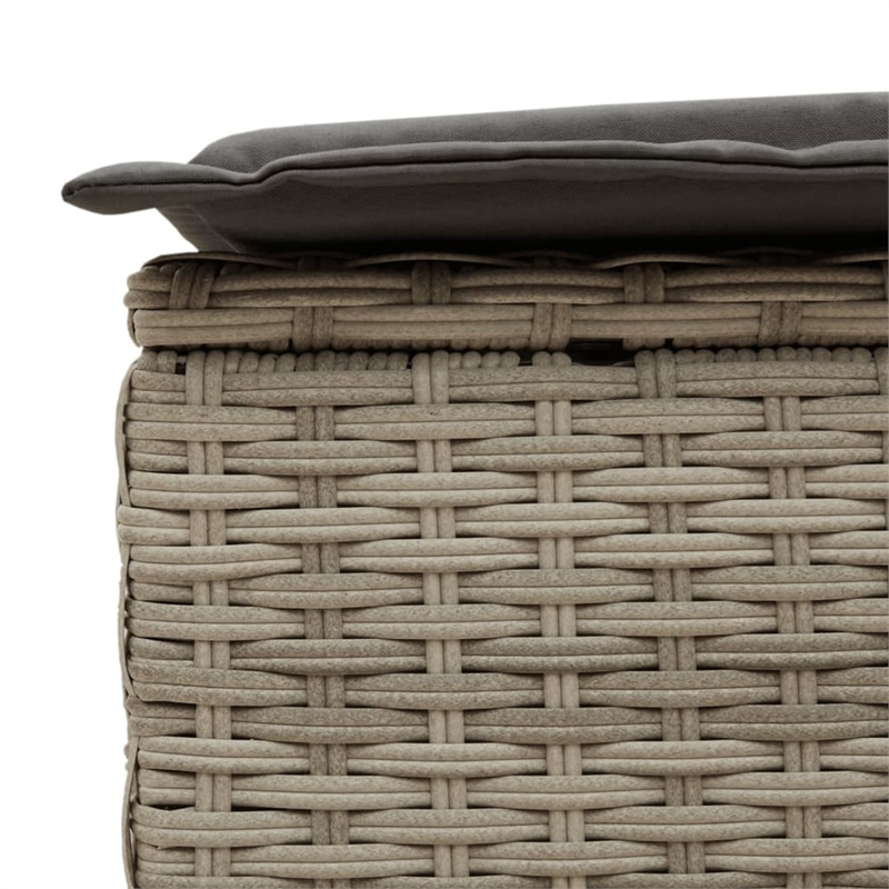 vidaXL Poly Rattan Double Sun Lounger w/ Cushions in Light Grey