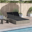 vidaXL Poly Rattan Double Sun Lounger w/ Cushions in Light Grey